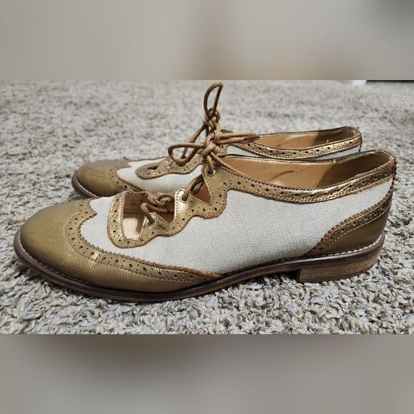 Anthropologie miss Albright Curricula cutout oxford’s bronze shoes size 9 - Picture 2 of 10